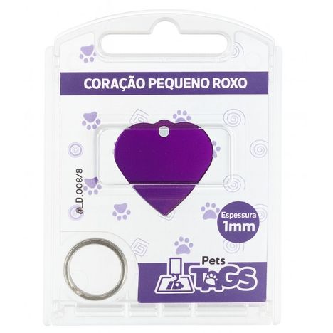 Plaquinha de Identificação Personalizada - Coração Roxo P Plaquinha de Identificação Personalizada - Coração Roxo P