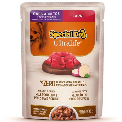 Sachê Special Dog Ultralife para Cães Adultos Raças Pequenas Sabor Carne com Bata-Doce 100g