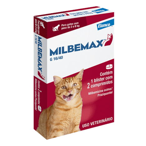 Vermífugo Milbemax G Gatos de 2kg á 8kg com 2 Comprimidos Vermífugo Milbemax G Gatos de 2kg á 8kg com 2 Comprimidos