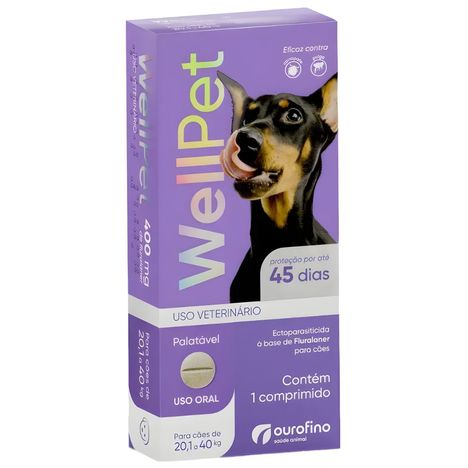 Antipulgas e Carrapatos Wellpet 400 mg para Cães 20,1 a 40 kg 1 Comprimido Antipulgas e Carrapatos Wellpet 400 mg para Cães 20,1 a 40 kg 1 Comprimido