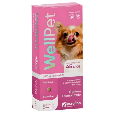 Antipulgas e Carrapatos Wellpet 45 mg para Cães 2 a 4,5 kg 1 Comprimido Antipulgas e Carrapatos Wellpet 45 mg para Cães 2 a 4,5 kg 1 Comprimido