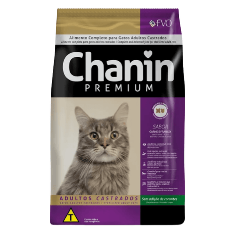Ração Seca Chanin Carne Para Gatos Adultos Castrados 25 kg Ração Seca Chanin Carne Para Gatos Adultos Castrados 25 kg