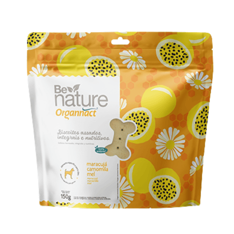 Be Nature Organnact Biscoitos Assados Naturais Sabor Maracujá, Camomila e Mel 150g