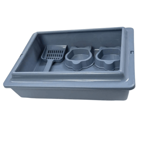 Kit Allcat Bandeja Higiênica Azul com 2 Comedouros e Pá Kit Allcat Bandeja Higiênica Azul com 2 Comedouros e Pá