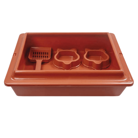 Kit Allcat Bandeja Higiênica Vermelho com 2 Comedouros e Pá Kit Allcat Bandeja Higiênica Vermelho com 2 Comedouros e Pá