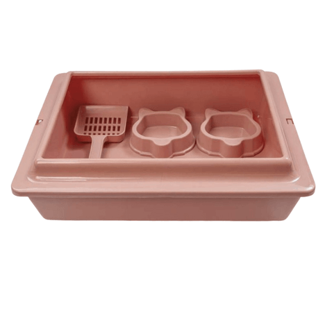 Kit Allcat Bandeja Higiênica Rose com 2 Comedouros e Pá Kit Allcat Bandeja Higiênica Rose com 2 Comedouros e Pá