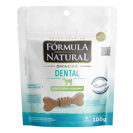 Petisco Fórmula Natural Snacks Dental Cães Adultos Portes Mini e Pequeno 100g