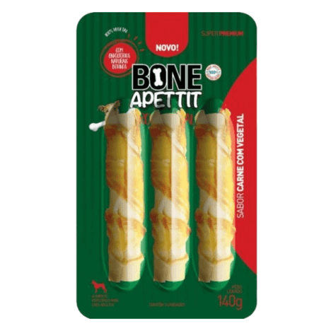 Osso Roll para Cães Sabor Carne com Vegetais em 140g Osso Roll para Cães Sabor Carne com Vegetais em 140g