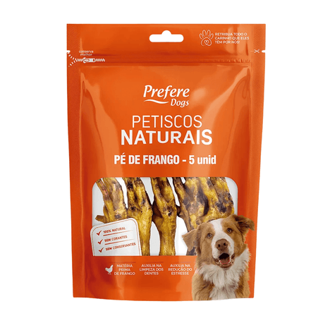Petisco Prefere Natural Pé de Frango Desidratado para Cães com 5 Unidades Petisco Prefere Natural Pé de Frango Desidratado para Cães com 5 Unidades