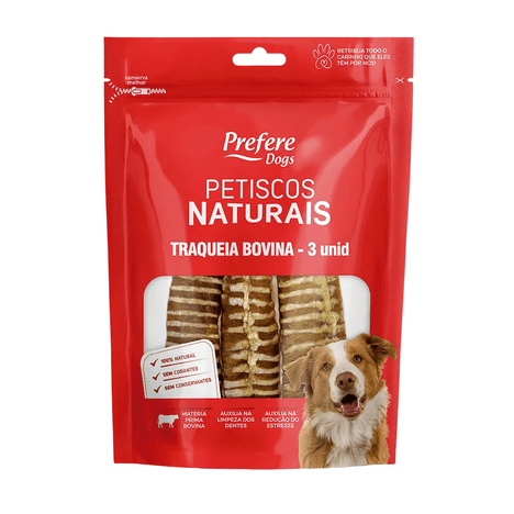 Petisco Prefere Natural Traqueia Aberta Bovina Desidratado para Cães com 3 Unidades Petisco Prefere Natural Traqueia Aberta Bovina Desidratado para Cães com 3 Unidades