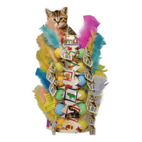 Brinquedo para Gatos Bolinha Ping Pong com Penas Cores Sortidas 1 Unidade Brinquedo para Gatos Bolinha Ping Pong com Penas Cores Sortidas 1 Unidade